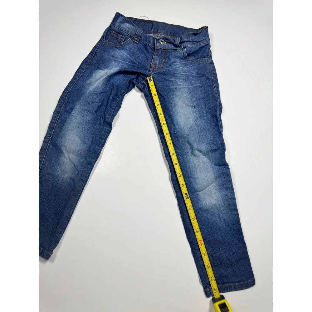 Meky Girl America Reyes Jeans Girls‎ 4 Blue Denim Cotton Embroidered Butterfly